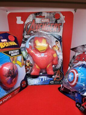 3 NEW Marvel Avengers Toys Putty, Bop Ball Splat Ball Iron Man Spider-Man Captai